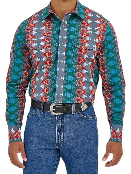 Wrangler Other - Wrangler Checotah Southwestern Print Western Snap Shirt Men's Large